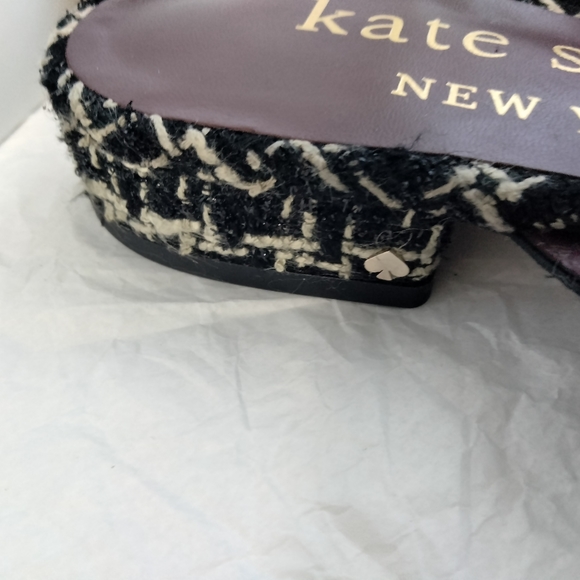 Kate Spade  Mules Tweed Black and White  Size 7 - Picture 2 of 16